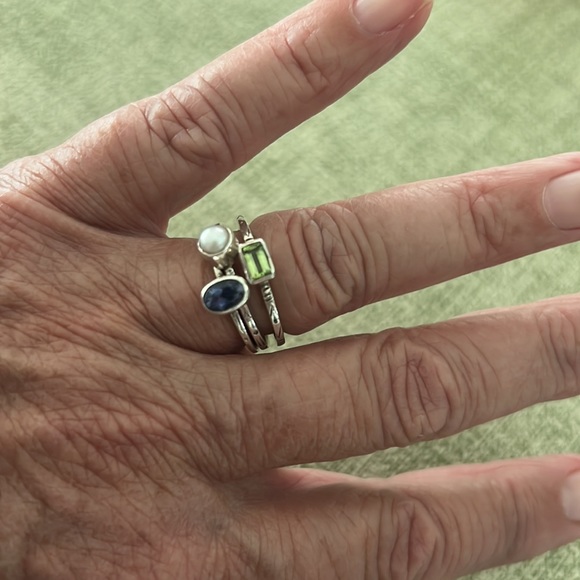 Sundance Jewelry Sundance Trio Stacking Ring Set Pearl Iolite
